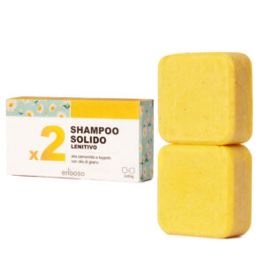Shampoo Solido x2 Bio Lenitivo e Illuminante alla Camomilla, Calendula e Luppolo - 130gr (65g x 2) - Enooso