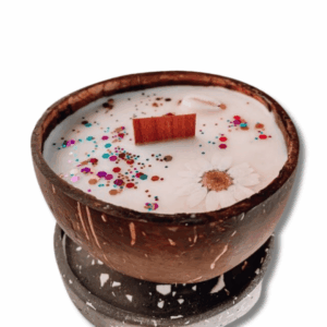 candela noce di cocco, candela vegetale, in cera vegetale 100%