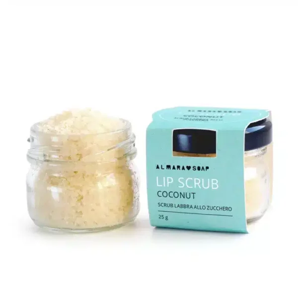Scrub labbra Almara Soap al cocco: Esfolia e nutri con ingredienti naturali. Labbra vellutate, aroma irresistibile. Sicuro e piacevole. Peso: 25 g.
