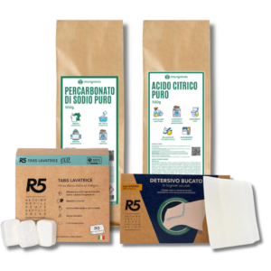 Bucato Perfetto in lavatrice Kit | Percarbonato, Tabs, Detersivo in Foglietti, Acido citrico - R5 e Mangrovia