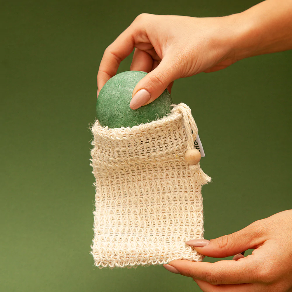 sacchetto fibre sisal sostenibile naturale docciaschiuma solido