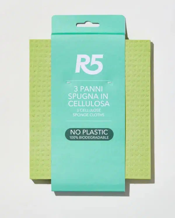 Panno spugna in cellulosa: super assorbenti, delicati, 100% biodegradabili, Made in Italy, eco-friendly packaging.