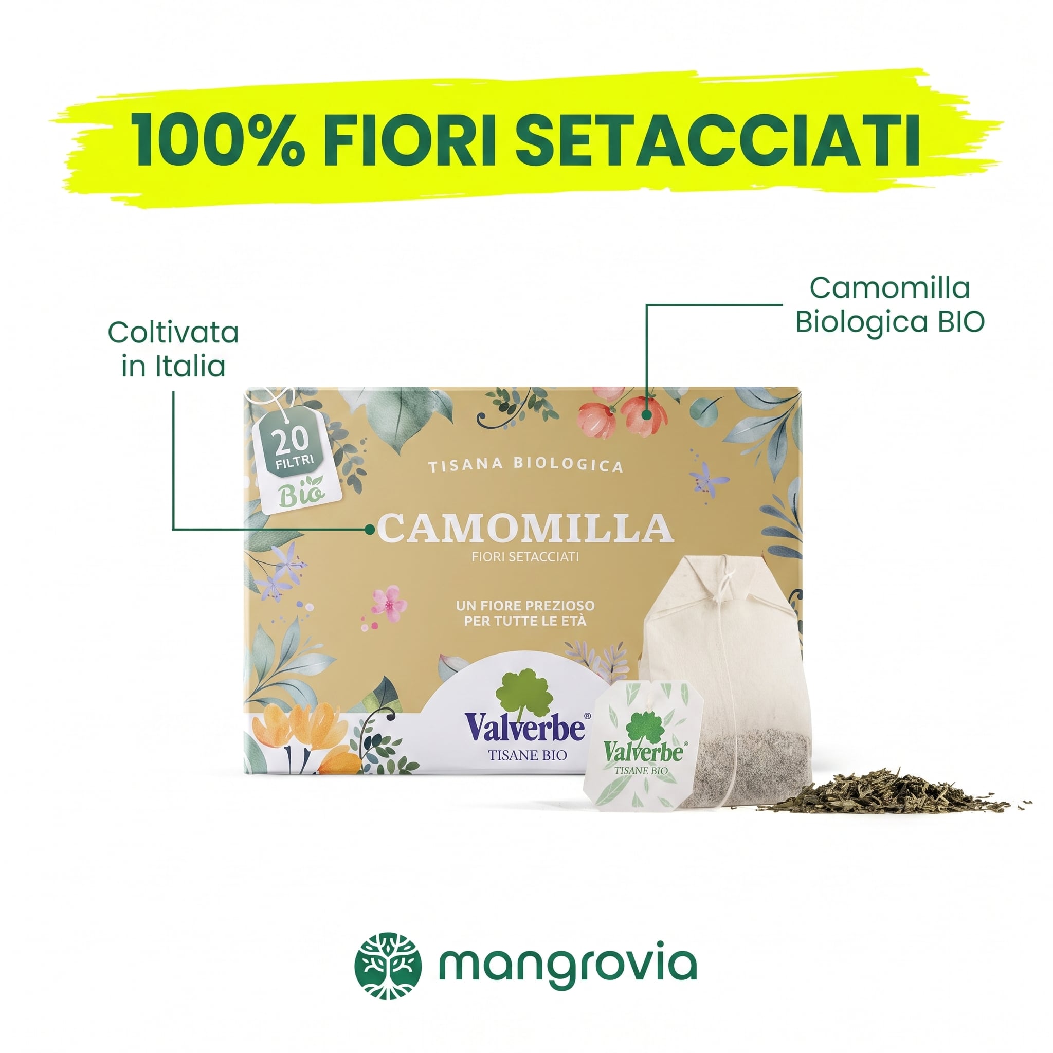 Organic Chamomile Herbal Tea | 20 compostable filters - Valverde