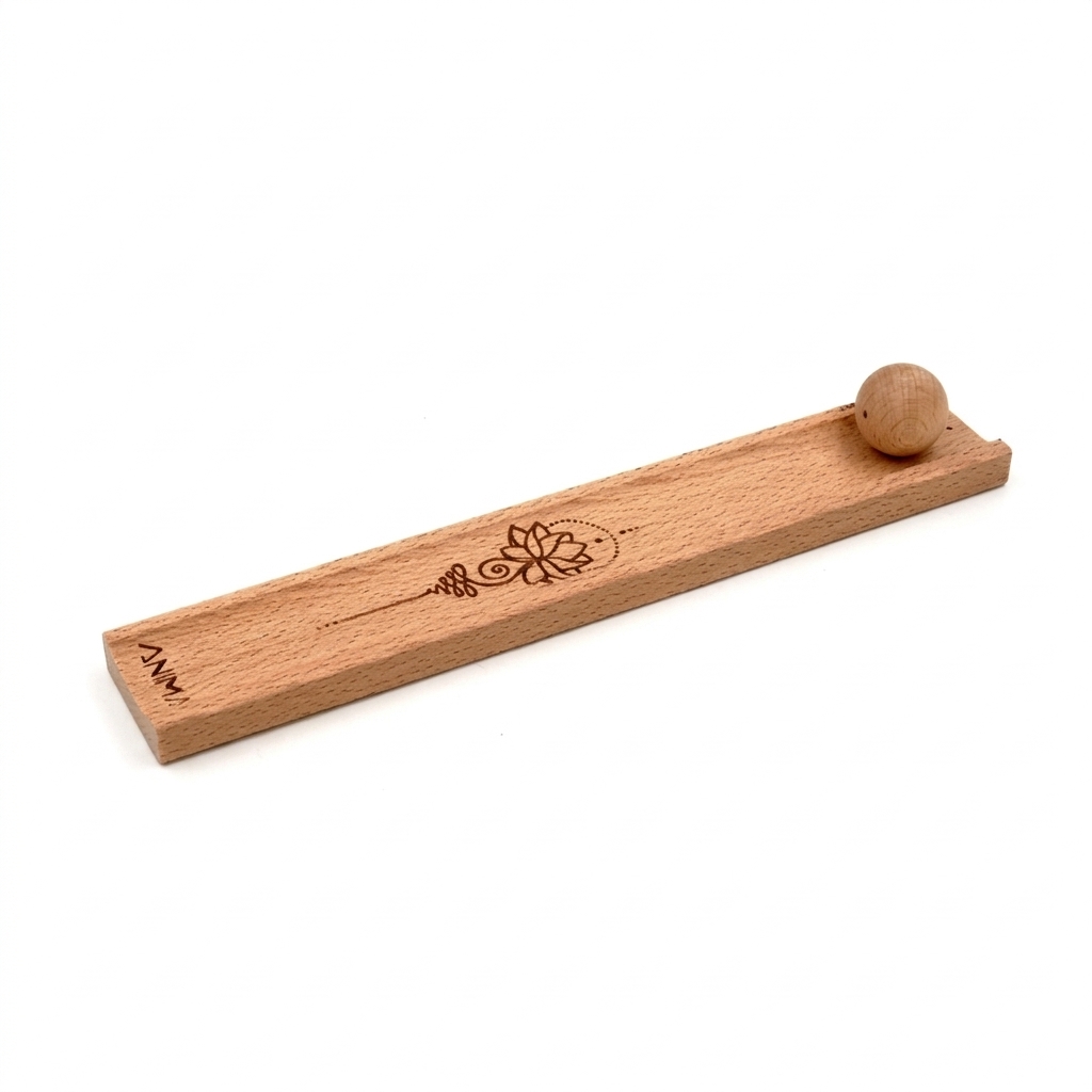 Anima decorated burner with wooden sphere for incense sticks, gallery 0 main white