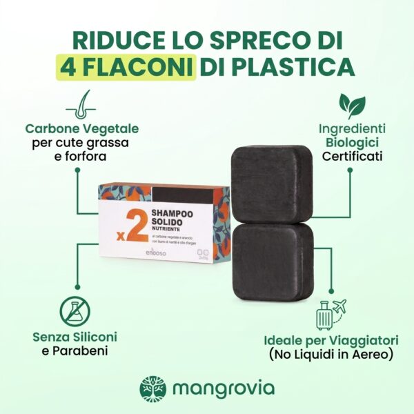 shampoo solido x2 purificante e nutriente al carbone vegetal gallery 3 infographic comparison